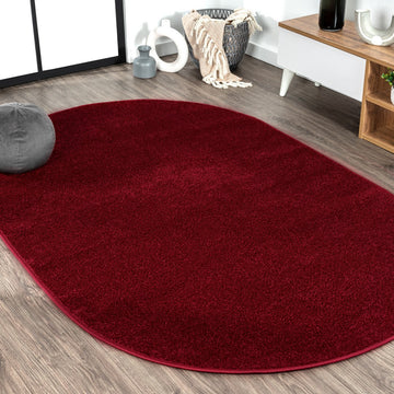 Haze Solid Low-pile Area Rug Dark Red